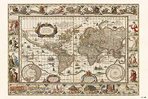 Antycka Mapa Świata - plakat 91,5x61 cm