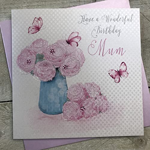 WHITE COTTON CARDS white cotton cards Pudełko na kwiaty, Have A Wonderful Mum' ręcznie robiona kartka urodzinowa, biała, bd175-m bd175-m