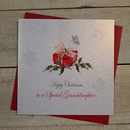 WHITE COTTON CARDS White Cotton Cards X65 specjalna wnuczka ręcznie wykonana kartka bożonarodzeniowa, biała X65