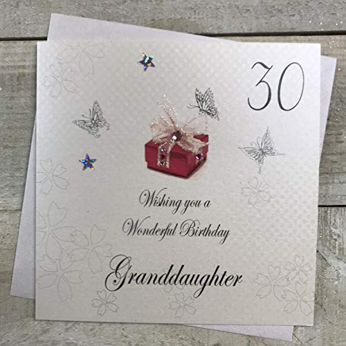 WHITE COTTON CARDS white cotton cards 30 Wishing you a Wonderful Granddaughter ręcznie wykonana kartka na 30. urodziny, biała, bdp30-gran.d bdp30-gran.d