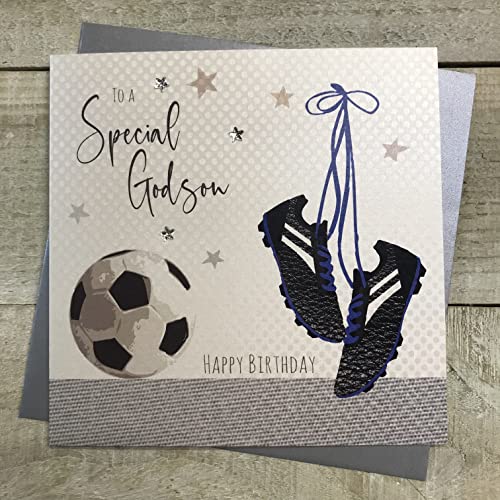 WHITE COTTON CARDS White Cotton Cards Football to A Special Godson ręcznie robiona kartka urodzinowa, SB35 SB35