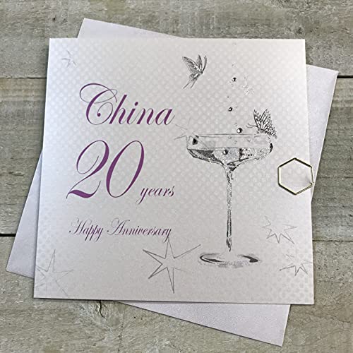 Biała bawełniana kartka Happy China na 20 lat rocznica ręcznie wykonana kartka, biała, BD120C