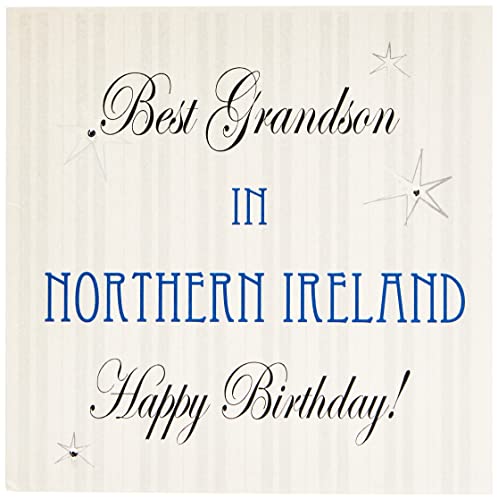 WHITE COTTON CARDS Biała bawełna Best Grand in Nordirland Sohn Happy Birthday ręcznie robiona kartka z gwiazdkami SBT8PNI