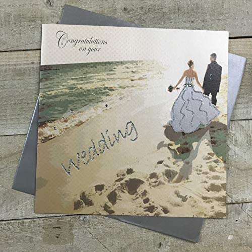 WHITE COTTON CARDS białe bawełniane kartki plażowe gratulacje ręcznie robione kartka ślubna, duża, XPD260D