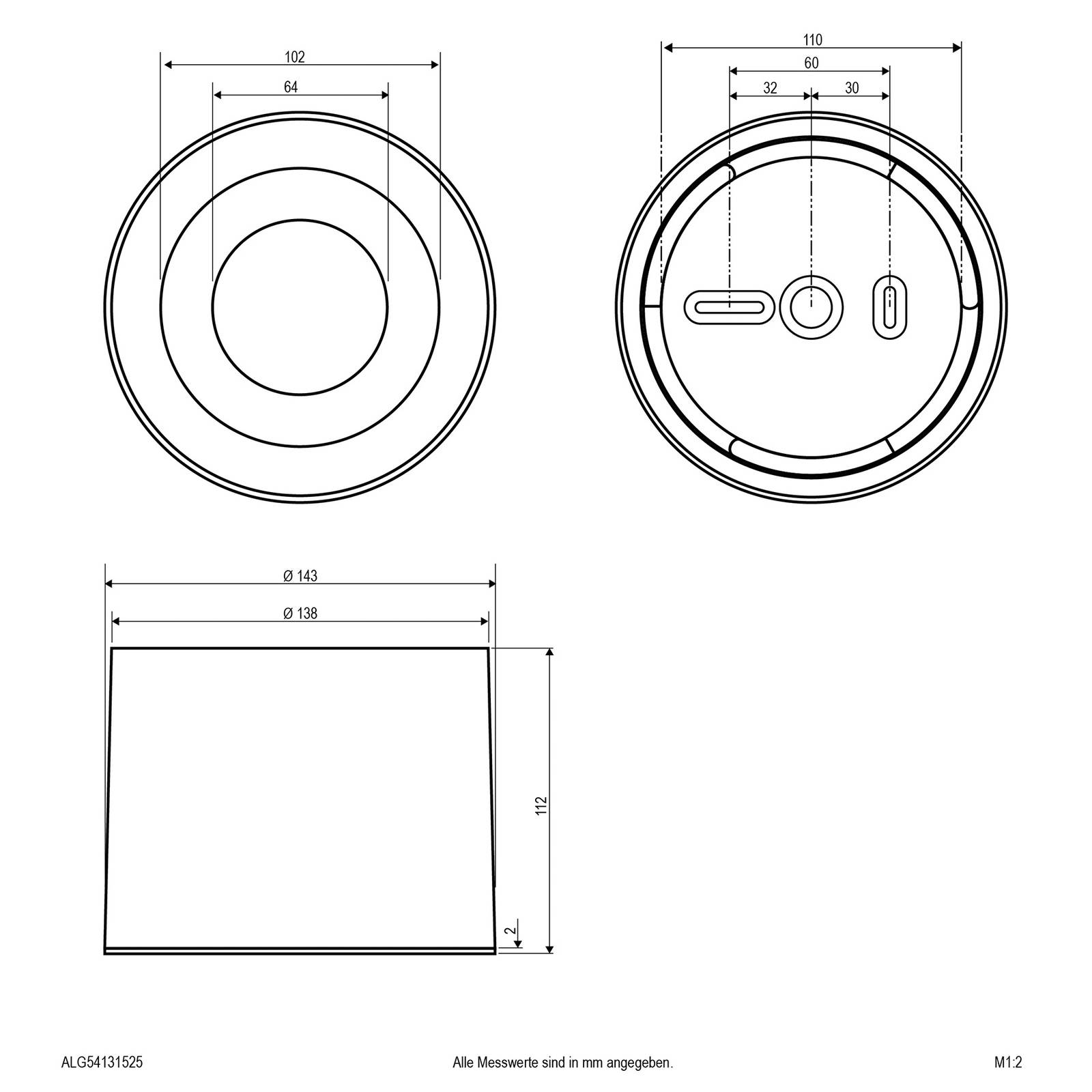 Spot sufitowy LED ALG54, Ø 21,3 cm antracytowy