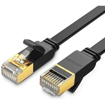 Ugreen Ugreen płaski kabel przewód internetowy sieciowy Ethernet patchcord RJ45 Cat 7 STP LAN 10 Gbps 2 m czarny (NW106 11261) - 2 NW106 11261
