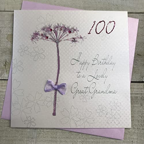 WHITE COTTON CARDS white cotton cards Happy Lovely Grandma 100, ręcznie wykonana kartka na 100. urodziny (mniszek lekarski) bd49-100