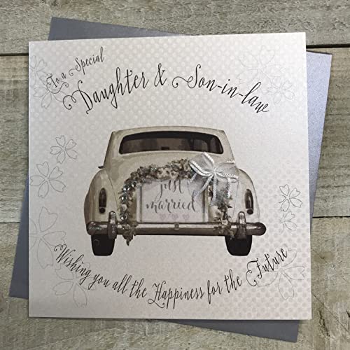WHITE COTTON CARDS White Cotton Cards Daughter & Son-in-Law ręcznie robiona karta ślubna, BD35 BD35