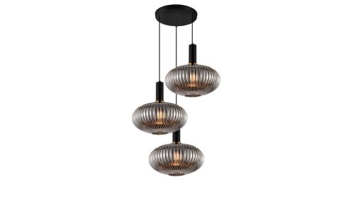 Lumina Deco Deco POTRÓJNA LAMPA WISZĄCA LOFT DYMIONA FLORI W3-RD DECO LDP 1216-3-RD (GR+BK)