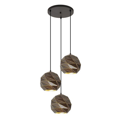 Italux Geometryczna LAMPA wisząca PALERMO metalowa OPRAWA zwis kaskada grafitowa