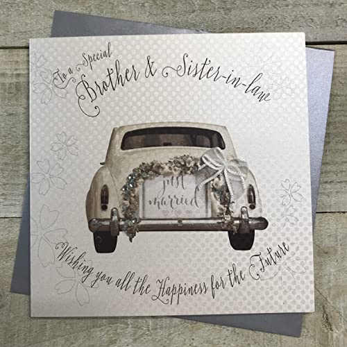 WHITE COTTON CARDS Białe bawełniane kartki Brat & Sister-in-Law Ręcznie robiona kartka ślubna, BD20 BD20