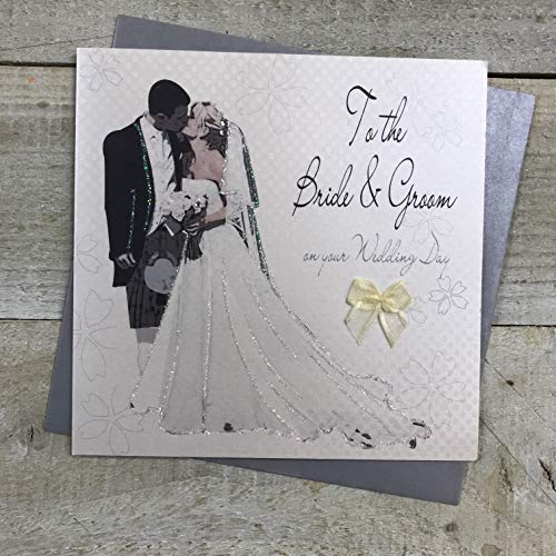 WHITE COTTON CARDS White Cotton Cards 'To The Bride and Groom on Your Wedding Day' ręcznie wykonana szkocka kartka, PS4 PS4