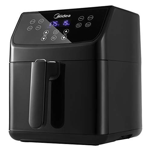 Midea MF-CN55A2 frytkownica na gorące powietrze, 5,5 l, XXL, cyfrowy wyświetlacz, 8 różnych programów, swobodny wybór temperatury od 30 do 200°C, 1700 W, czarna