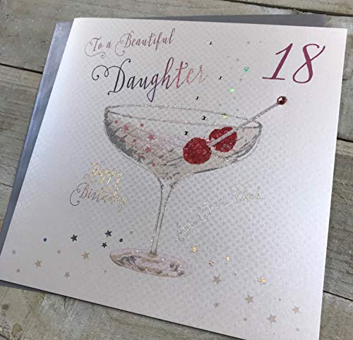 WHITE COTTON CARDS white cotton cards 'To A Beautiful Daughter' 45 cm ręcznie robiona duża karta na 18. urodziny szkło coupe, XLDAUG18 XLDAUG18