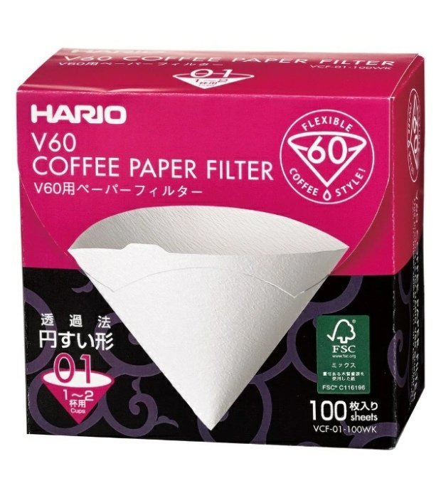 Hario Filtry papierowe do dripa V60-01 100 sztuk 8751-uniw