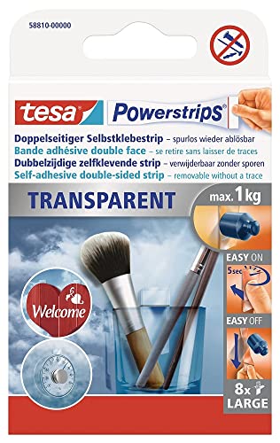Tesa Plastry samoprzylepne POWERSTRIPS TRANSPARENT duże 8szt. 58810 Tape 58810 0