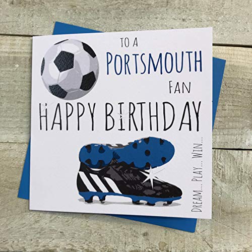WHITE COTTON CARDS Kartka urodzinowa Portsmouth Pompey FC klubu piłkarskiego - biała bawełna karty - 52 52