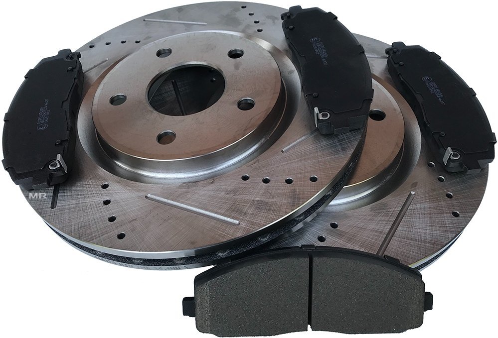 Przednie klocki + WIERCONE tarcze hamulcowe 330mm Dodge Journey 2012-