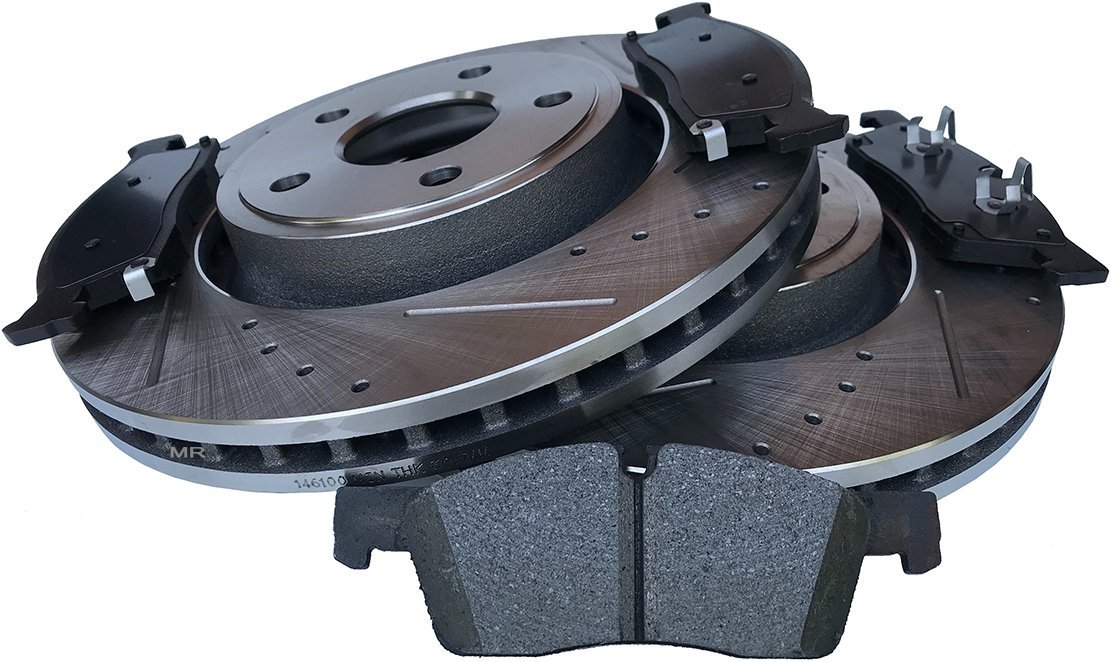 Przednie klocki + WIERCONE nacinane tarcze hamulcowe 350mm Jeep Grand Cherokee 2011-