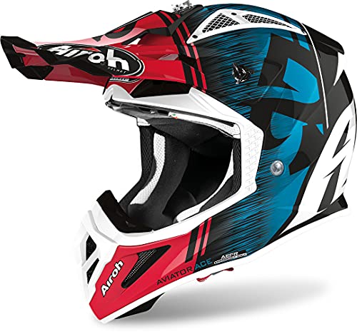 AIROH HELMET AVIATOR ACE KYBON niebieski/czerwony połysk L