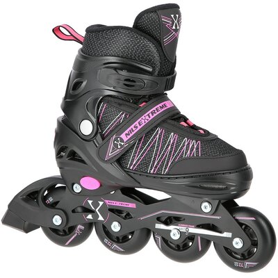 Nils Extreme NH11912 A 2w1 BLACK/PINK ROZM. M(35-38) ŁYŻWOROLKI Z WYM. PŁ. HOKEJOWĄ EXTREME
