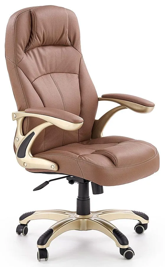 Elior Ergonomiczny jasnobrązowy fotel obrotowy z ekoskóry - Mantis