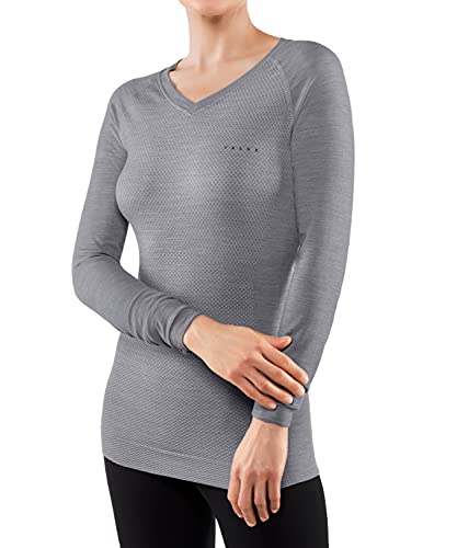 Falke Damska koszulka z długim rękawem Wool-Tech Light Grey-Heather, M 33463