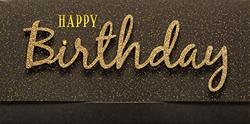 Perleberg Kartka urodzinowa Lettering Surprise - Happy Birthday, czarno-złota - 11 x 22 cm 7784018-2