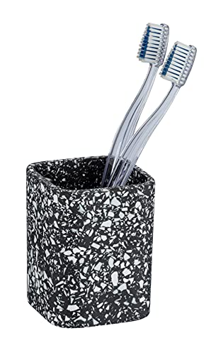 Czarny kubek na szczoteczki Wenko Terrazzo