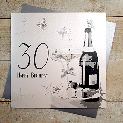 WHITE COTTON CARDS White Cotton Cards xdsa30 duże kartze do 30. urodziny, szampan, złoto i czekolada XDSA30