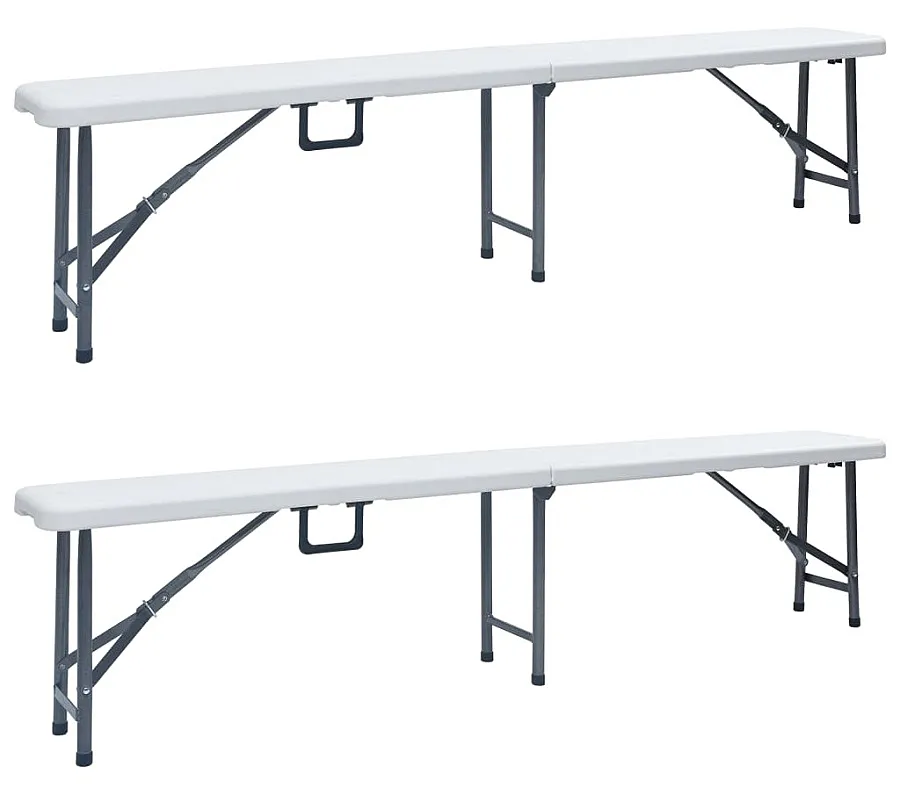 Zestaw białych ławek ogrodowych D6-C56