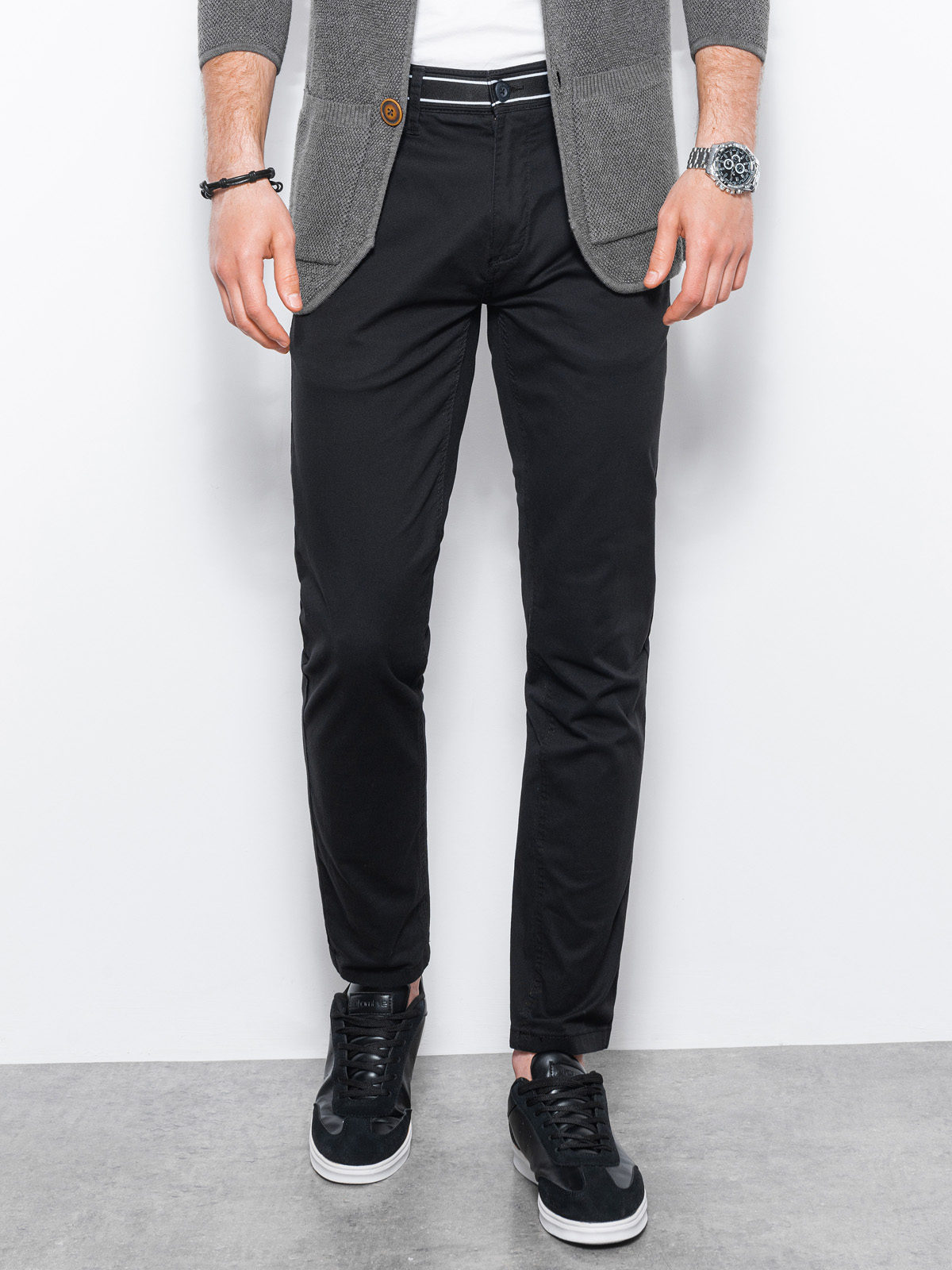 Spodnie męskie chino - czarne V1 P156