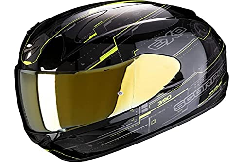 Kask motocyklowy Scorpion EXO-390 BEAT Black-Neon Yellow, czarny/żółty, S