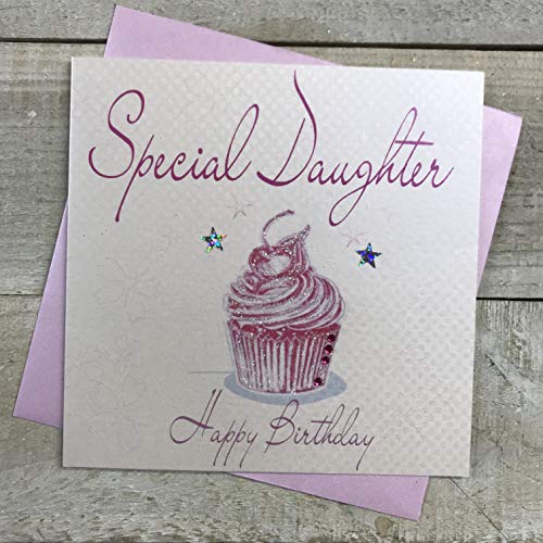 WHITE COTTON CARDS white cotton cards Cupcake Special Daughter Happy Handmade Kartka urodzinowa, biała, WB188 WB188