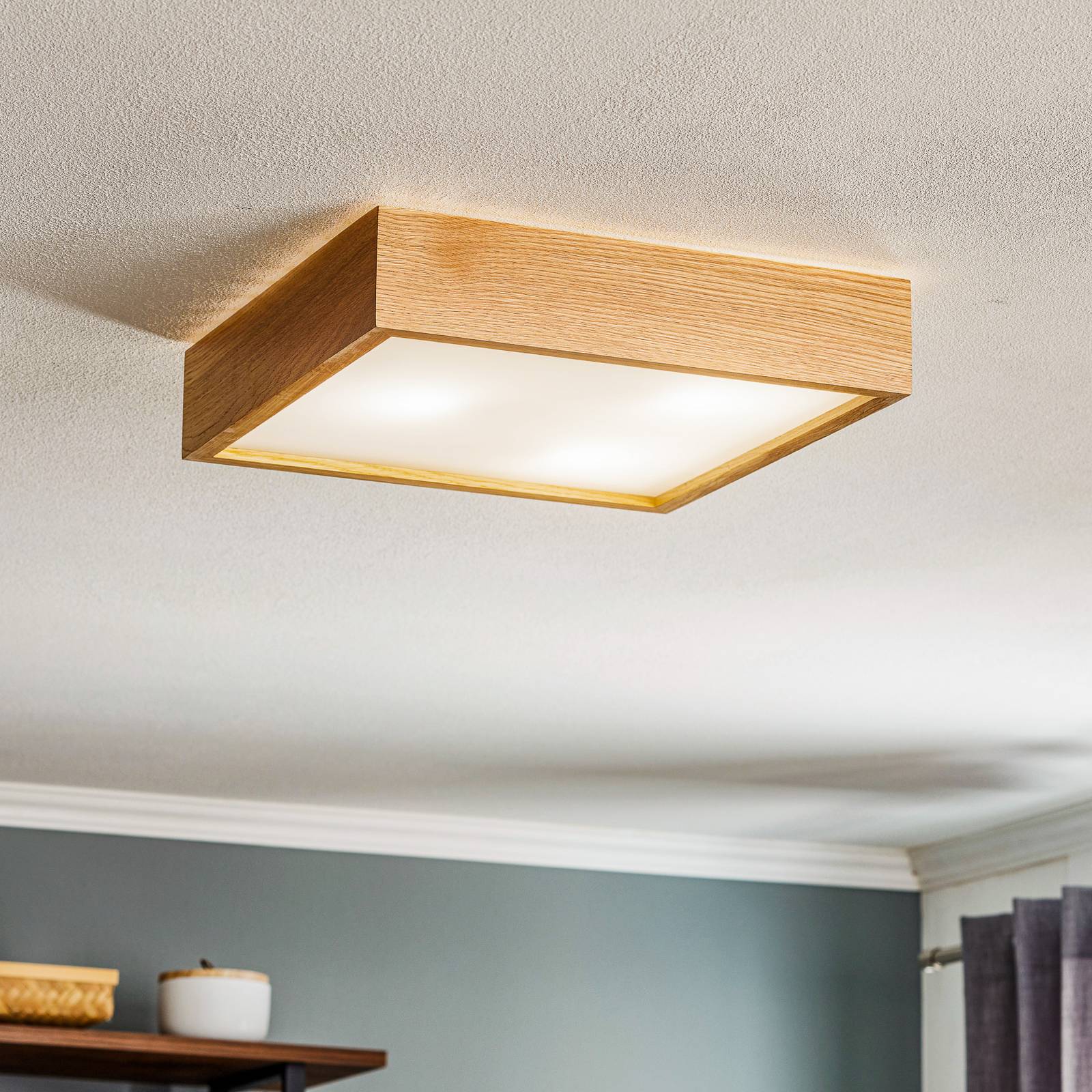 Lampa sufitowa Quatro DR z drewnianą ramą, 38,5cm