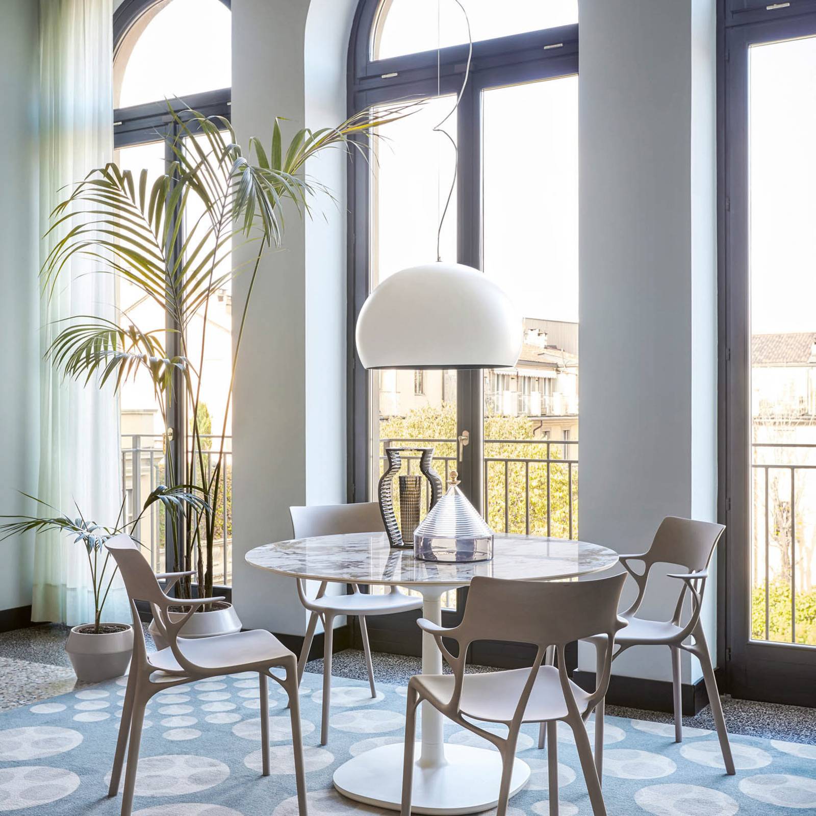 Kartell Lampa wisząca designerska Small FL/Y, biały / opal, salon / jadalnia, tworzywo sztuczne, design