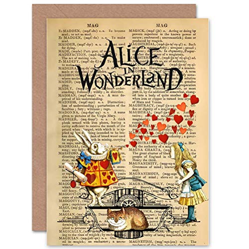 Wee Blue Coo Wee Blue Coo Kartka z życzeniami Urodziny Prezent UPCYCLE POJEDNIA ALICE WONDERLAND COLLAGE