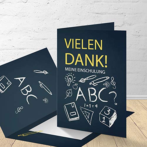 KartenKuss.de 8 kart z podziękowaniem na pierwszy dzień szkoły z pasującymi kopertami, kartki z podziękowaniem na rozpoczęcie szkoły w zestawie 8 sztuk