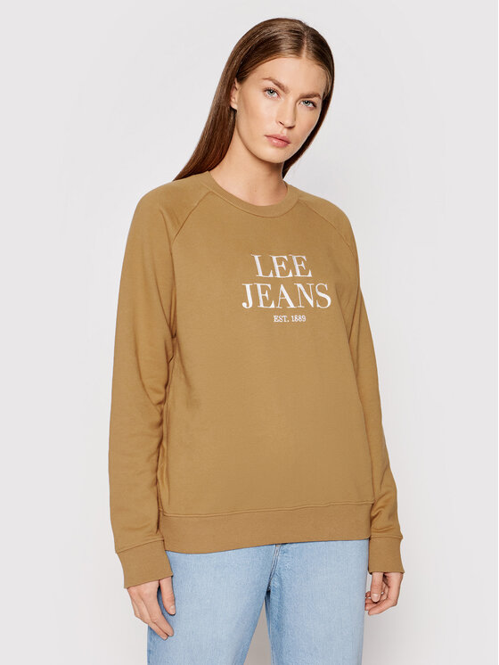 Lee Bluza Crew Neck L53ATXSZ Brązowy Regular Fit