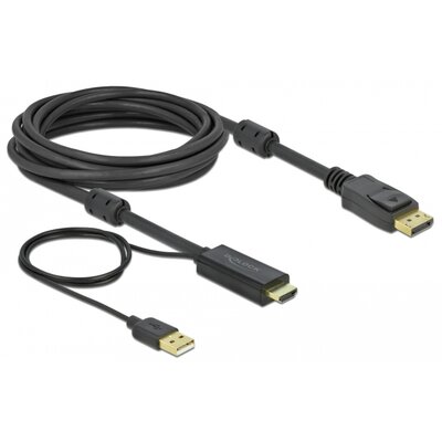 Delock KABEL HDMI > DP M/M 4K 5M ZASILANY USB 85966 Zamów do 16:00 wysyłka kurierem tego samego dnia! 85966