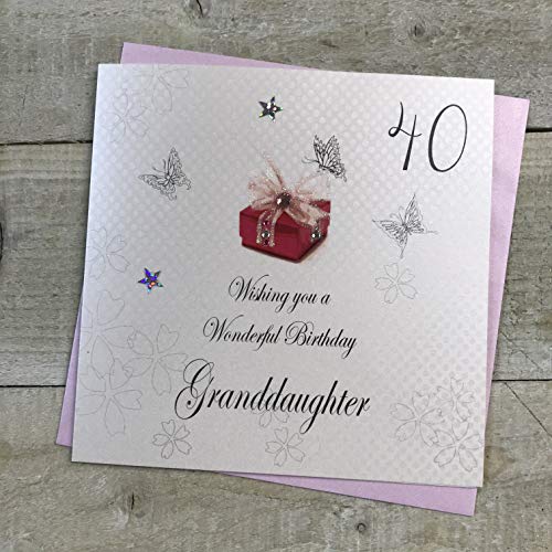 WHITE COTTON CARDS white cotton cards 40 Wishing You a Wonderful ręcznie wykonana kartka urodzinowa (wnuczka, 40 bdp40-gran.d