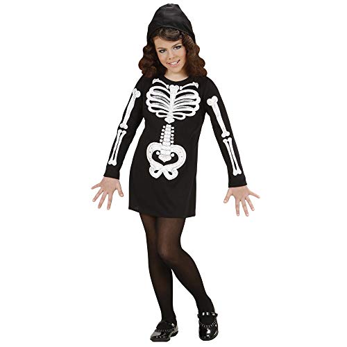 Widmann Widmann 74616 - kostium dziecięcy Szkielet Girl, sukienka z kapturem, rozmiar 128 8.00356E+12