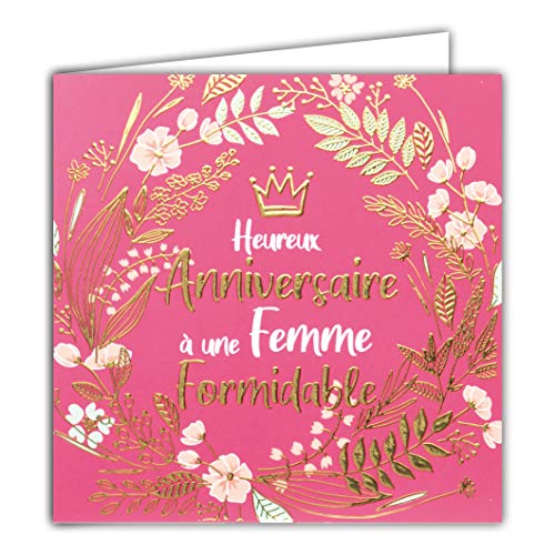 Afie Kwadratowa kartka, kolor złoty, talizman na urodziny, dla kobiety 22009