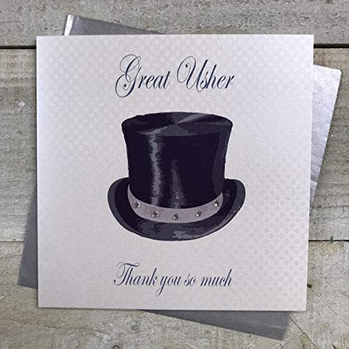 WHITE COTTON CARDS Biała bawełniana kartka 'Usher Thank You So Much Wedding' ręcznie wykonana kartka, biała, PD20 PD20