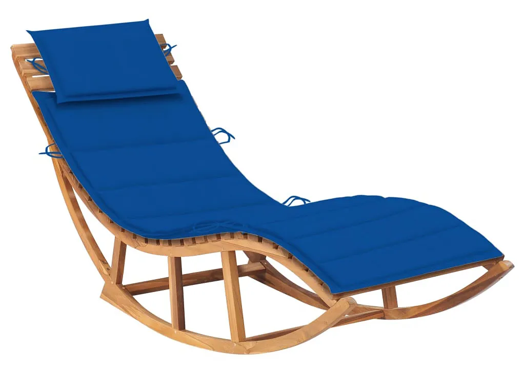 ELIOR Drewniany niebieski leżak ogrodowy na biegunach Z2-H29