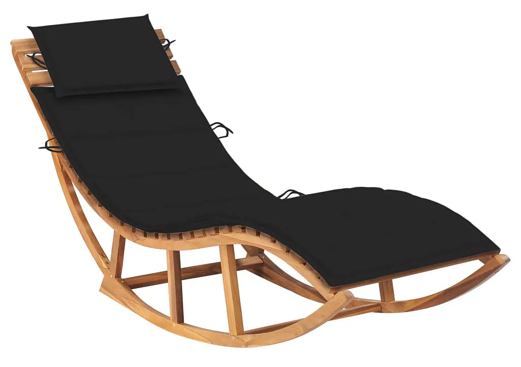 ELIOR Czarny bujany leżak ogrodowy z litego drewna H5-A23