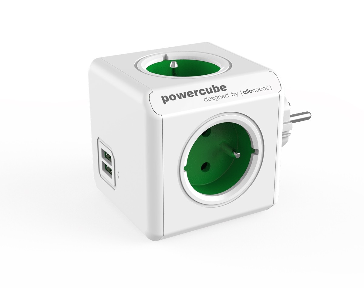 PowerCube Original 4 gniazda 2x USB zielony 2202GN/FROUPC