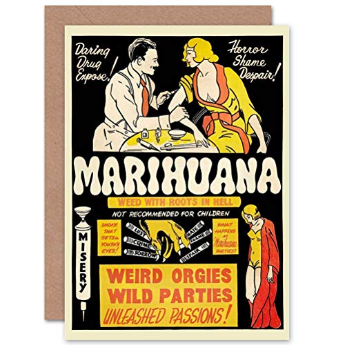 Wee Blue Coo Wee Blue Coo Polityczne nadużywanie narkotyków marihuana chwasty dziwne urodziny szczelna kartka okolicznościowa plus koperta pusta wewnątrz