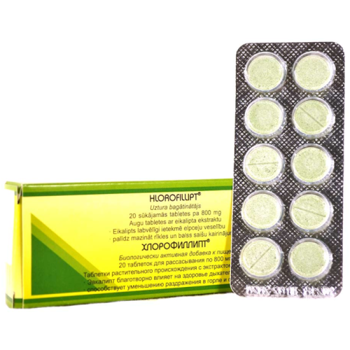 Vifteh Chlorofillipt tabletki do ssania (ekstrakt chlorofilu eukaliptusa) 800 mg