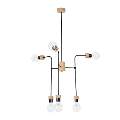 Britop LAMPA sufitowa MONTIX 9244674 loftowa OPRAWA sticks metalowa czarna drewno